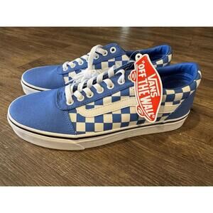 New Vans Ward Checkerboard Mens Size 9.5 Blue White Sneaker Shoes